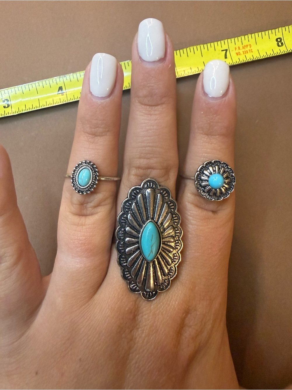 🩵BUNDLE AND SAVE (3/$16) 🩵 Turquoise Silver Concho Statement Ring -set of 3